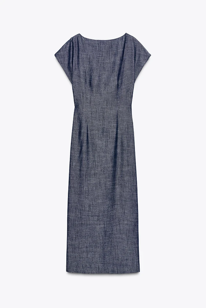 GOLD APPLIQUÉ MIDI DRESS