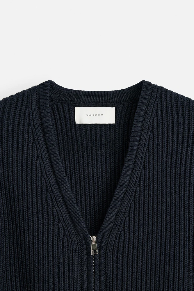 TEXTURED ZIP CARDIGAN