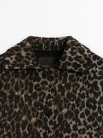 Cropped wool blend animal print jacket