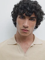 100% cotton contrast polo sweater