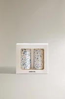 SPLATTERED STONEWARE SALT AND PEPPER SHAKER SET