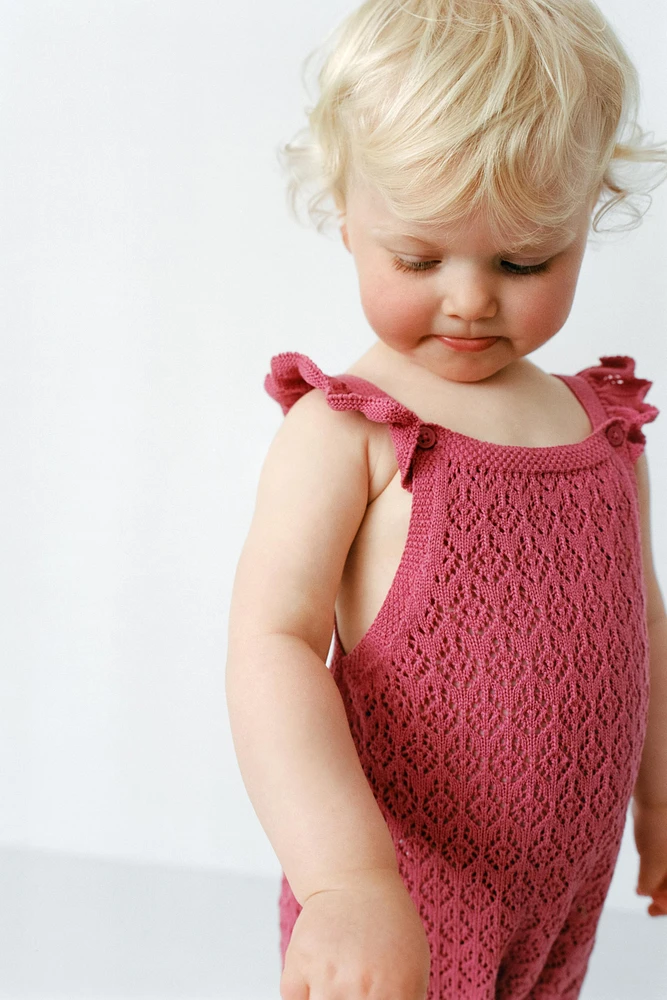 KNIT LACE OVERALL SHORTS