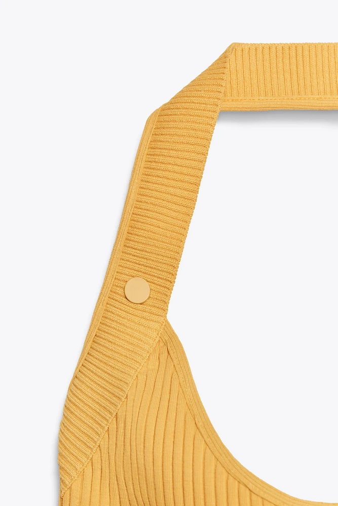 RIBBED HALTER TOP