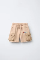 EMBROIDERED CARGO SHORTS