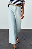 Z1975 BELTED HIGH RISE CROPPED WIDE LEG JEANS