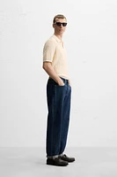 COTTON - LINEN BLEND KNIT POLO