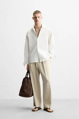 TEXTURED WEAVE SHIRT WITH PIPING