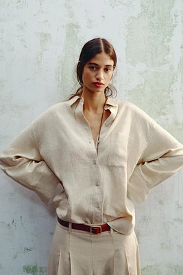 OVERSIZED LINEN BLEND SHIRT