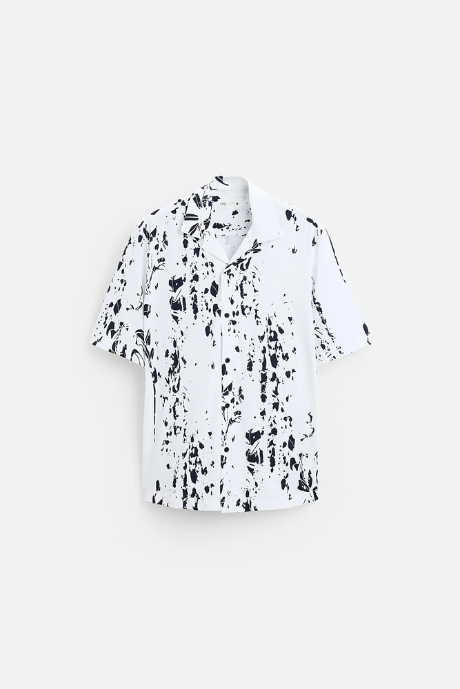 LEAF PRINT STRETCH SHIRT