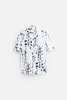 LEAF PRINT STRETCH SHIRT