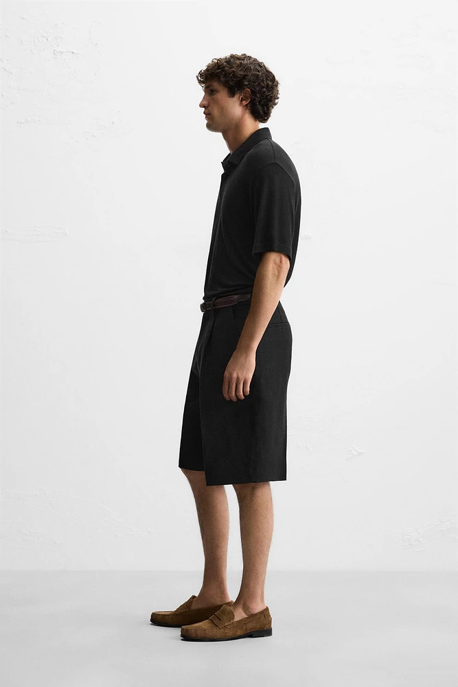 VISCOSE - LINEN POLO SHIRT