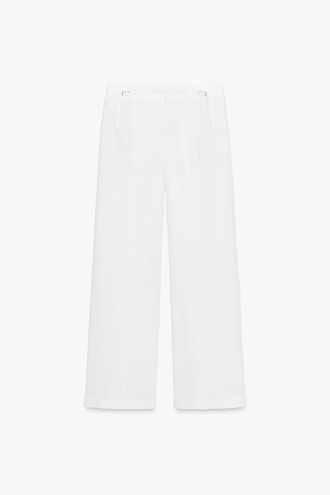PANTALON LARGE À BOUCLES AVEC LIN