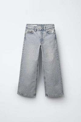 DISTRESSED EFFECT WIDE LEG JEANS