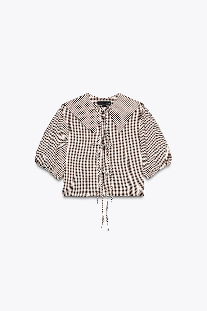 BIB COLLAR GINGHAM SHIRT
