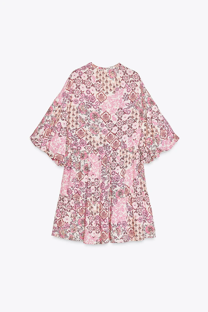 ROBE IMPRIMÉE À MANCHES BOUFFANTES