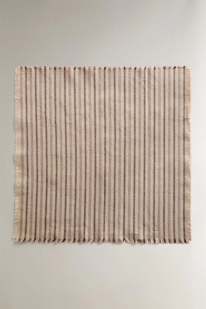 LOT SERVIETTES DE TABLE EN LIN COTON RAYURES