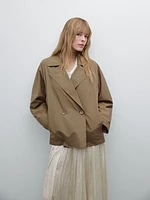 Short cotton blend trench jacket