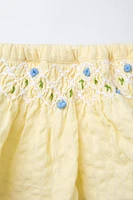 EMBROIDERED RUFFLE BOTTOMS