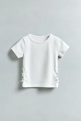 T-SHIRT CÔTELÉ CUT OUT LACETS