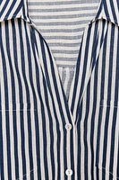 LINEN BLEND CROPPED SHIRT