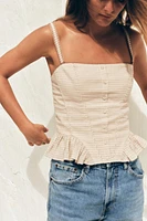 RUFFLED PLAID TOP