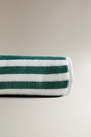 CHILDREN’S STRIPED VELOUR BATH TOWEL