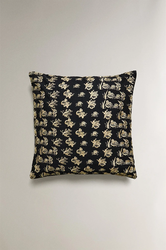 EMBROIDERED THROW PILLOW COVER