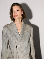 Blazer col smoking imprimé à carreaux