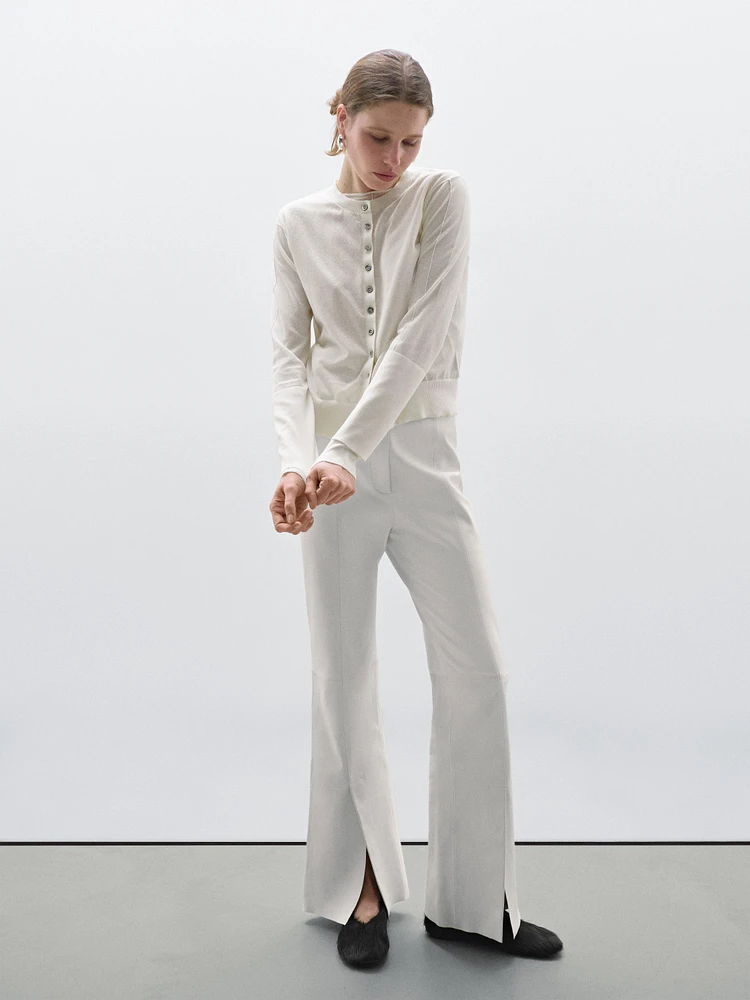 Flared leather trousers with vents - Studio