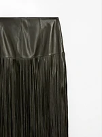 Nappa leather midi skirt with fringing - Studio