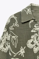 EMBROIDERED GUIPURE LACE SLEEVE SHIRT