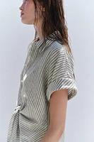 CHEMISE À RAYURES NŒUD AVEC LIN