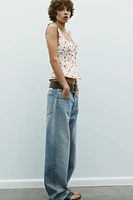 FLORAL STRETCH POPLIN TOP