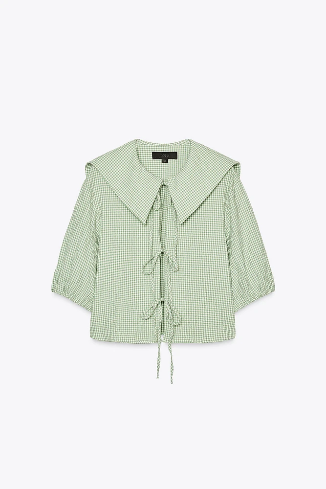 GINGHAM CROP SHIRT