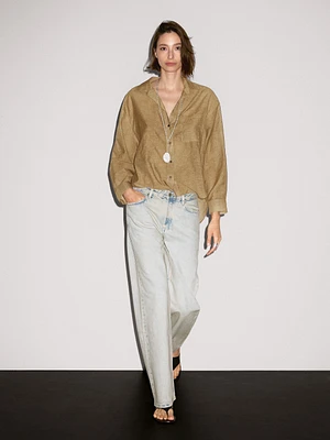 Faded mid-rise wide-leg jeans