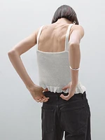 100% linen top with ruffled hem