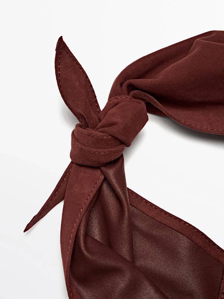Bandana en cuir finition daim