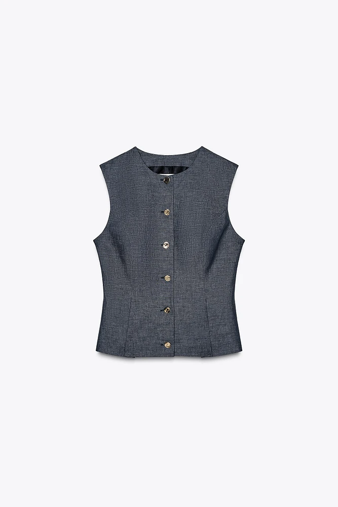 GILET AVEC PINCES EN LIN