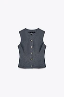 GILET AVEC PINCES EN LIN