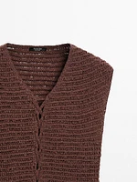 Veste sans manches lacée en crochet de coton mélangé