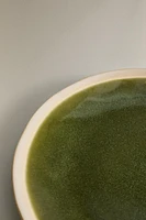 GREEN AND BEIGE DINNER PLATE