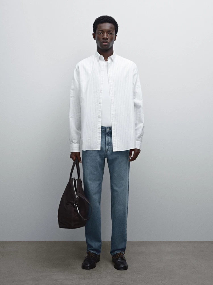 Regular fit pinstriped shirt