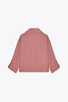BELTED SLEEVE CROPPED JACKET