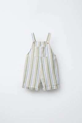 STRIPED OVERALL SHORTS