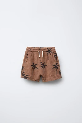 TEXTURED PALM TREE SHORTS