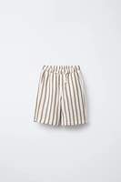 TEXTURED STRIPED SLIM FIT BERMUDA SHORTS