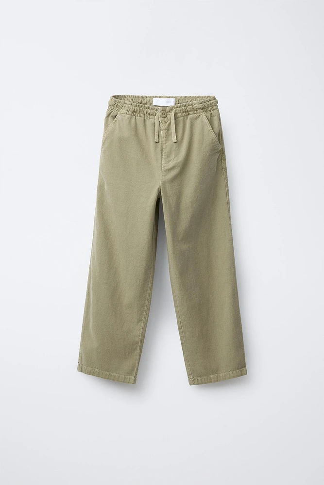 PANTALON DROIT COTON LIN