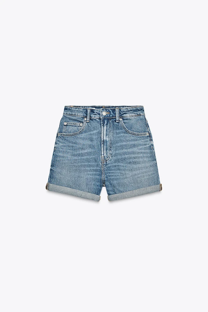 SHORT EN JEAN TAILLE HAUTE TRF MOM FIT
