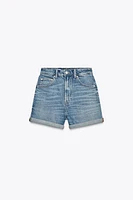 SHORT EN JEAN TAILLE HAUTE TRF MOM FIT