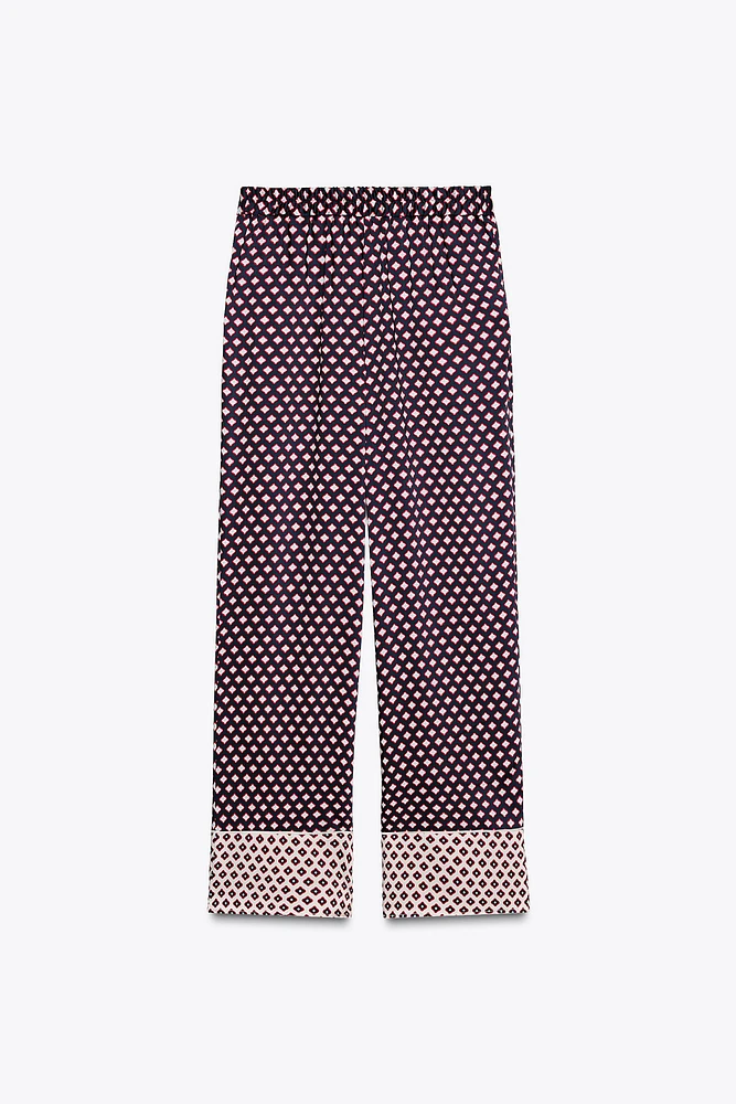 SATIN EFFECT PRINTED PANTS
